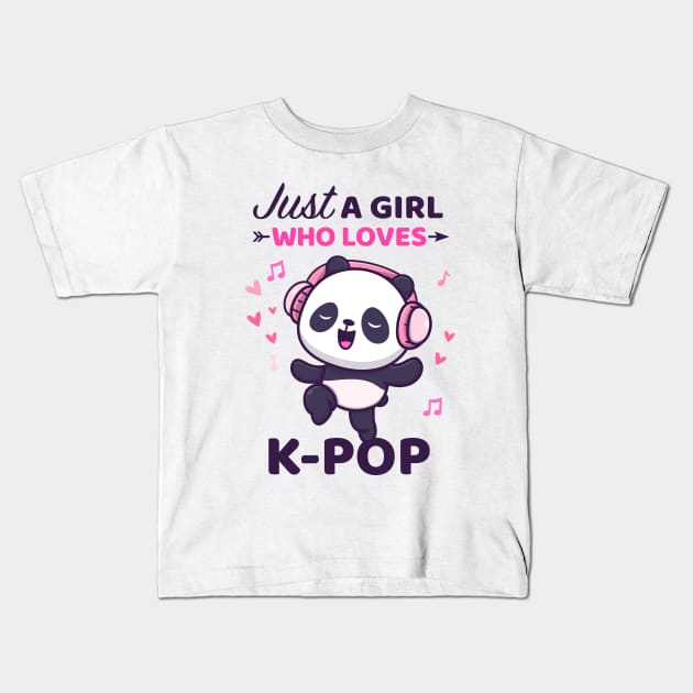 Kpop Shirt Dancing Panda Bear Just a girl who loves Kpop Kids T-Shirt by Happy Lime